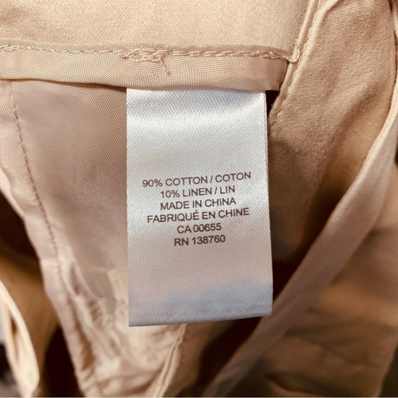 Rw&Co Beige Paper Bag Pants High Rise Straight Leg Cotton Linen Trousers Sz 12 - Picture 4 of 8